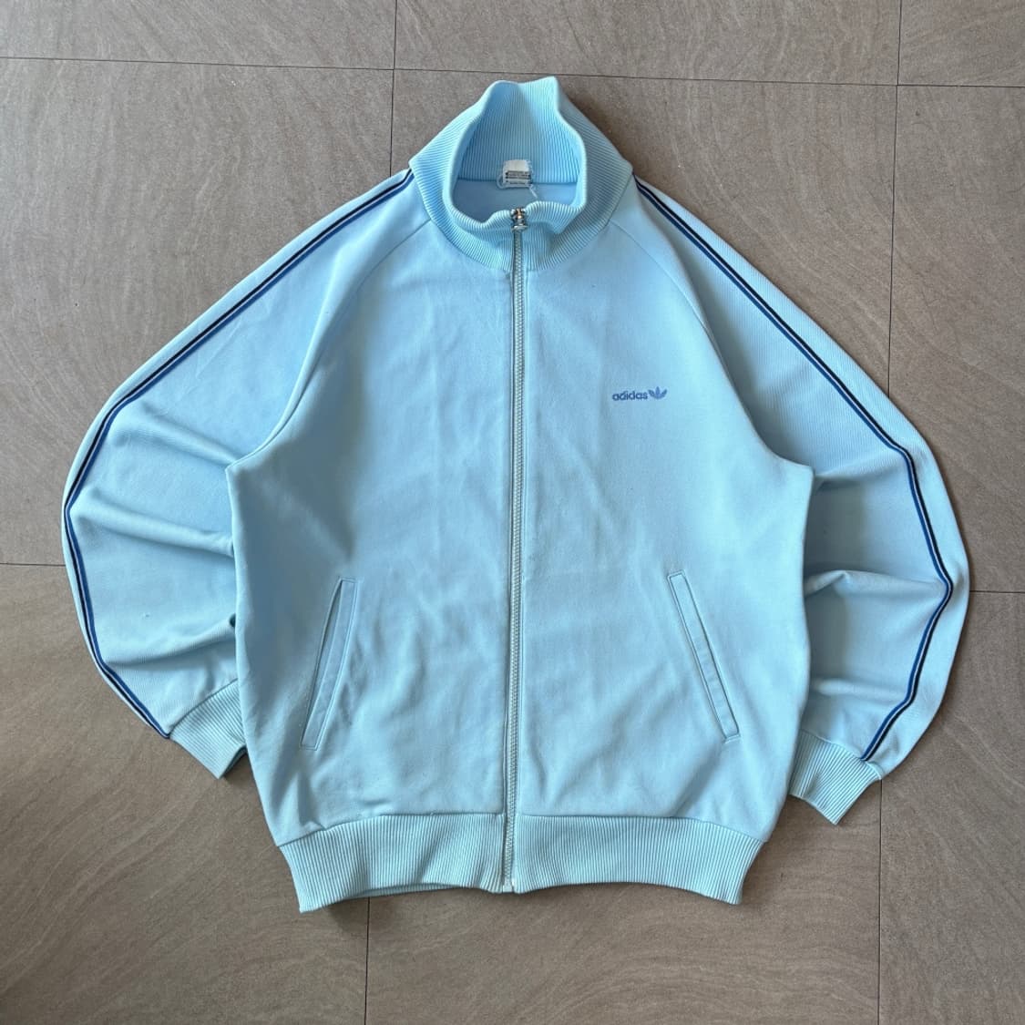 70s Adidas 70년대 생산 아디다스 스카이블루 져지 자켓 상품이미지1