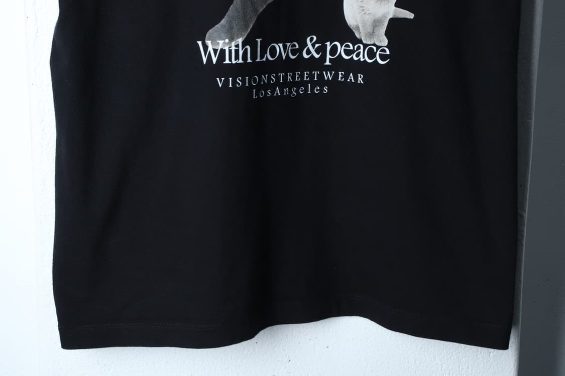 (XL-2XL) 비전스트릿웨어 반팔 티셔츠 고양이프린팅 블랙-H32871 상품이미지4
