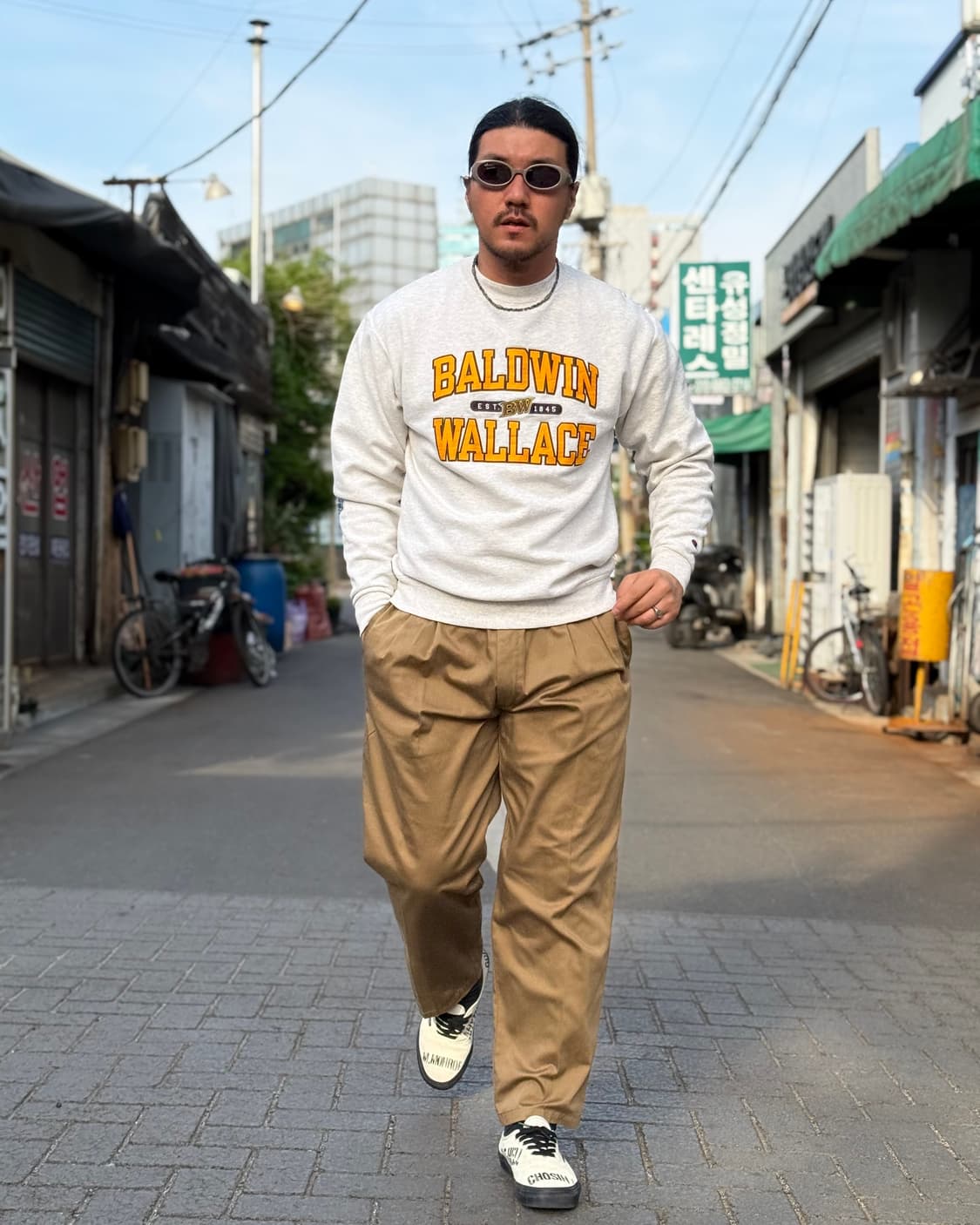 90-00‘s 챔피온 볼드위 월레스 스웻셔츠 M 상품이미지6