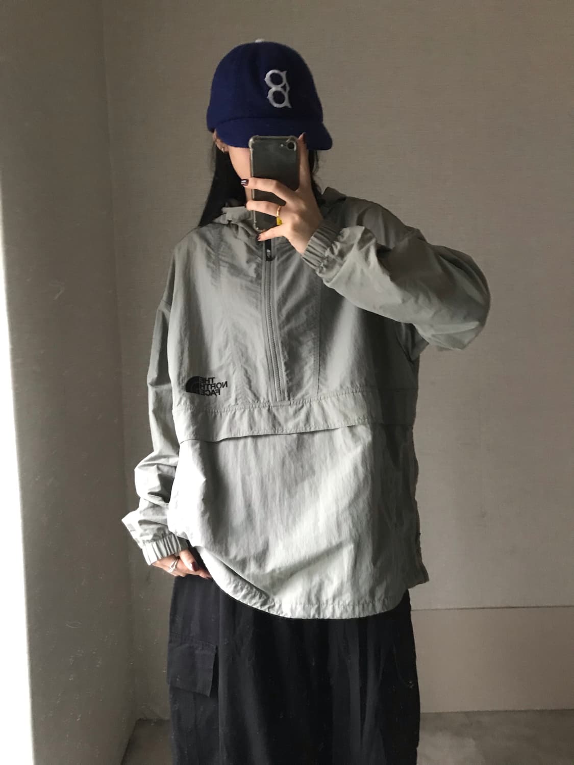 노페 카키 고프코어 반집업 상품이미지4