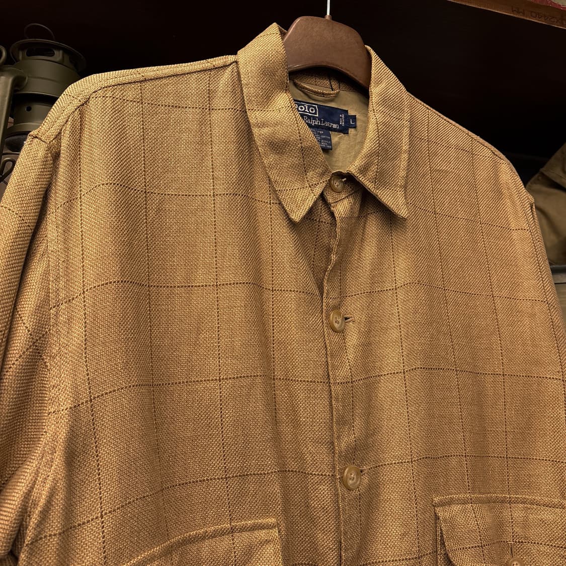 90s 폴로 랄프로렌 윈도우체크 린넨 위빙 블루종 자켓 N826 상품이미지3