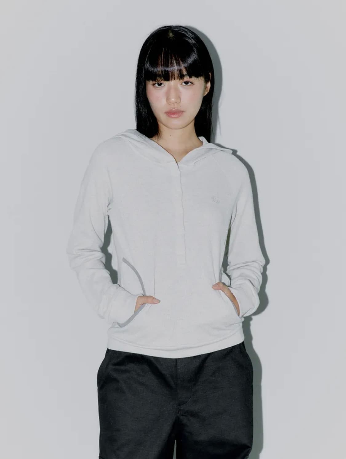 WAFFLE HENLEY HOODIE, OATMEAL 상품이미지2