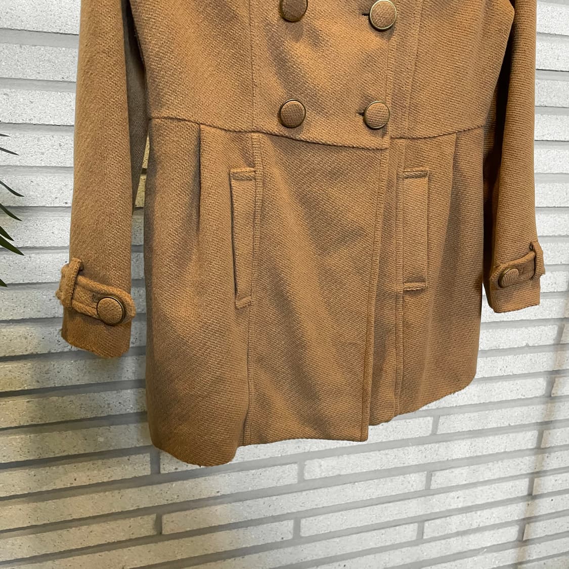 JPN VINTAGE 하프 코트 플레어핏 더블버튼 핀턱 디테일 카멜 상품이미지5