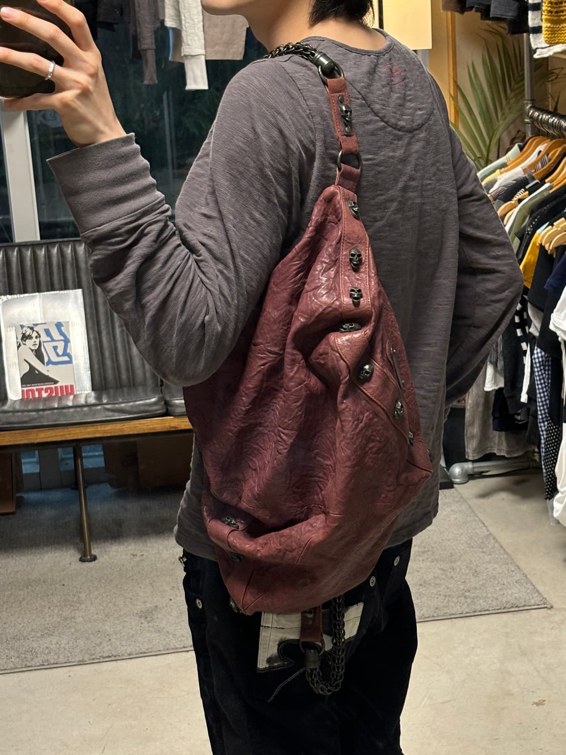 thomas wylde 토마스와일드 버건디 레더 체인백 상품이미지5