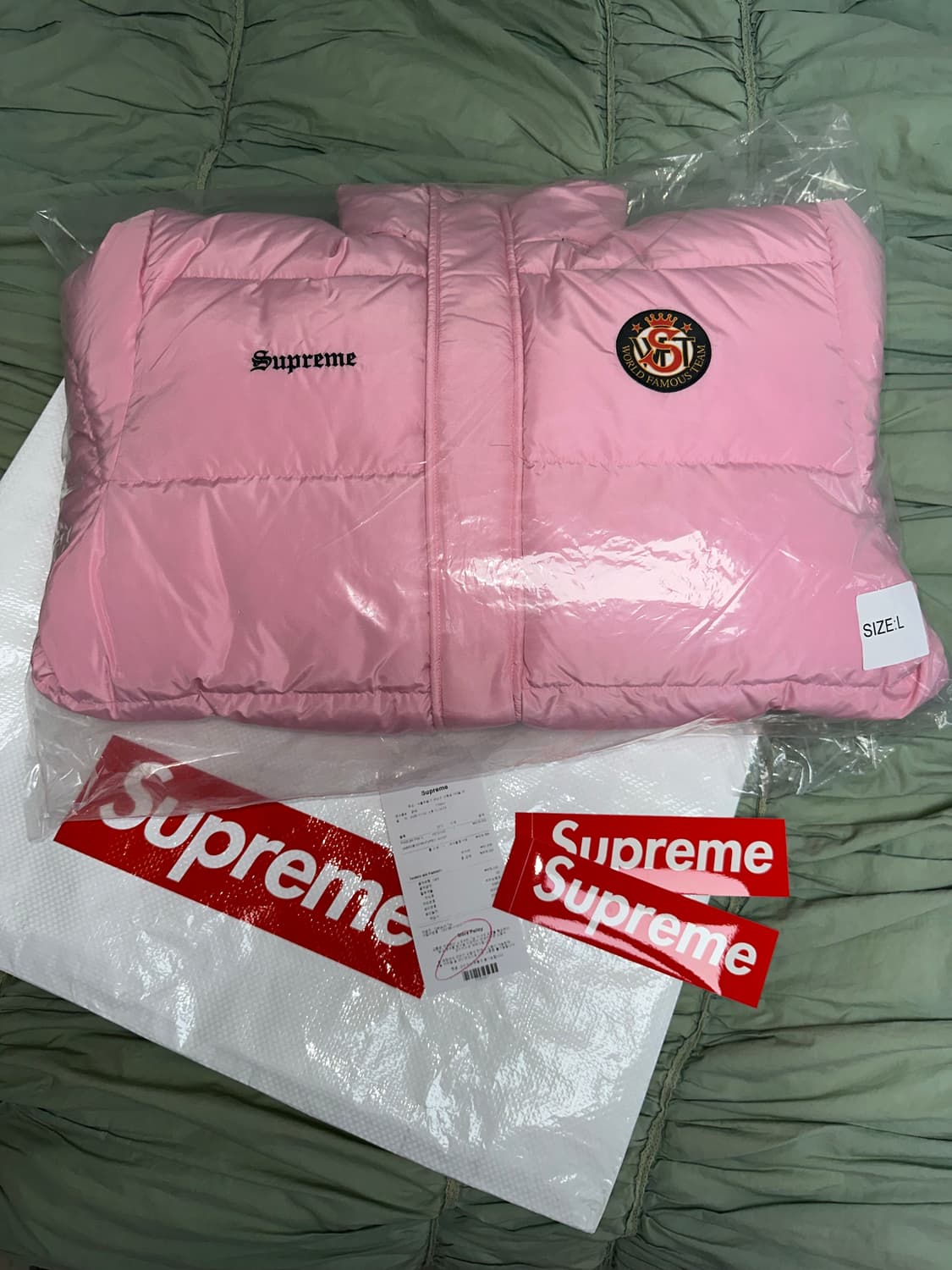 슈프림 엄브로 다운 패딩 자켓 핑크 L 새상품 상품이미지8