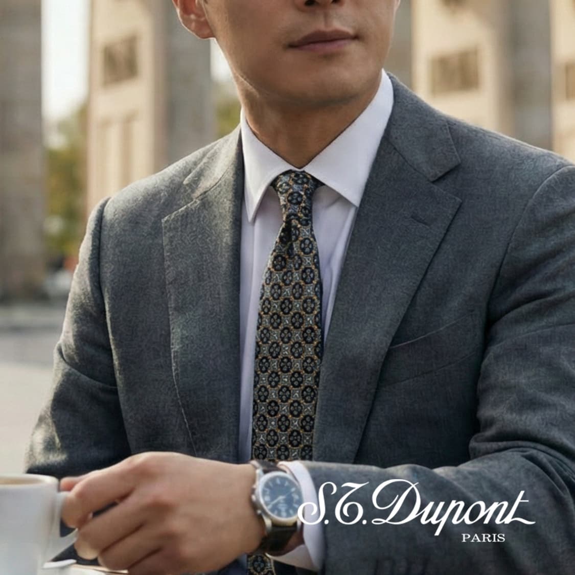 에스.티. 듀퐁 실크 메달리온 패턴 넥타이 9.3cm 새제품 E759 상품이미지1