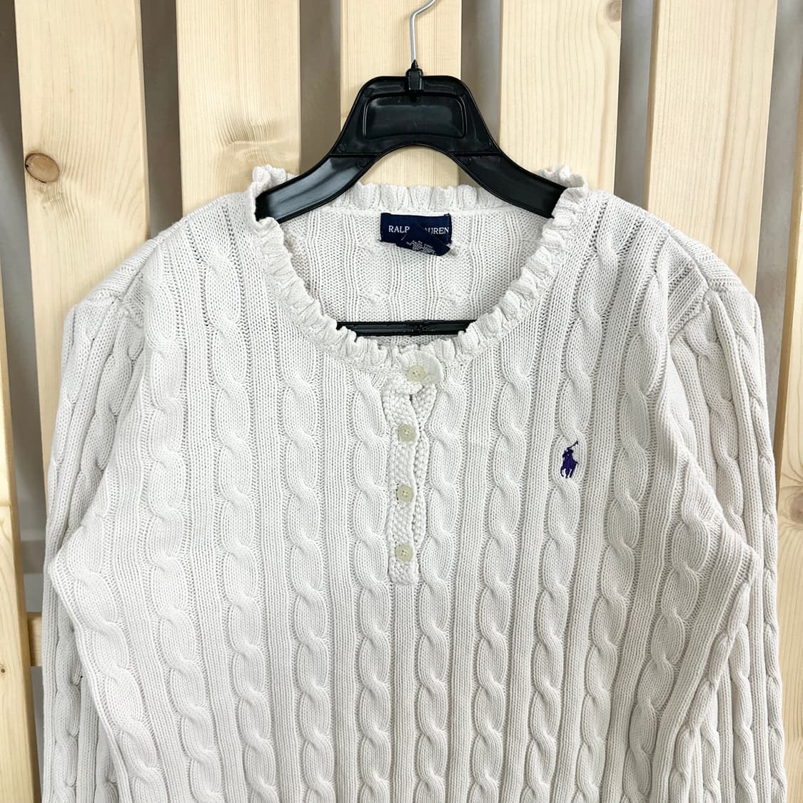 (S) 폴로 랄프로렌 아이보리 케이블 니트 가디건 상품이미지3