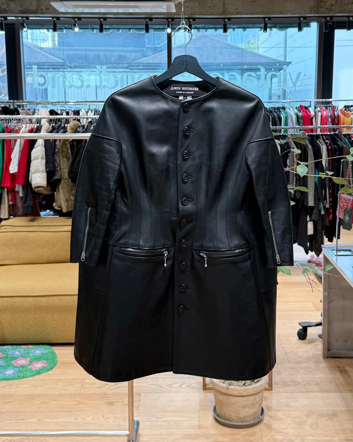 준야 와타나베 블랙 11FW 컬렉션 카우레더 코르셋 레더 코트 자켓  상품이미지1