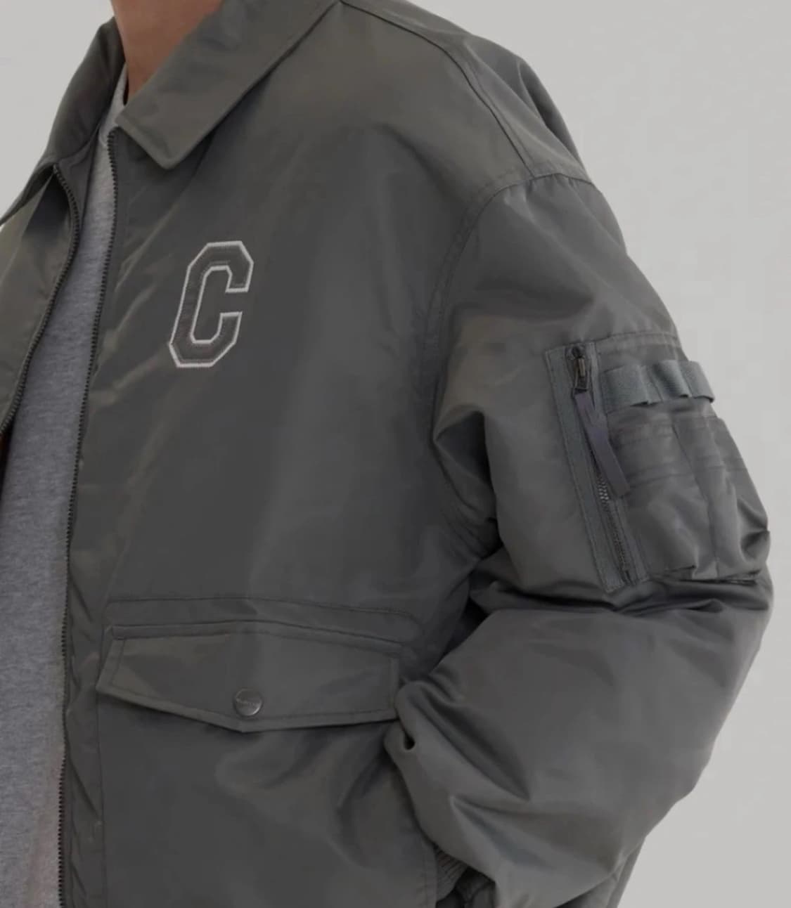 커버낫 C 로고 카라 MA-1 자켓 세이지 그레이(M) 상품이미지8