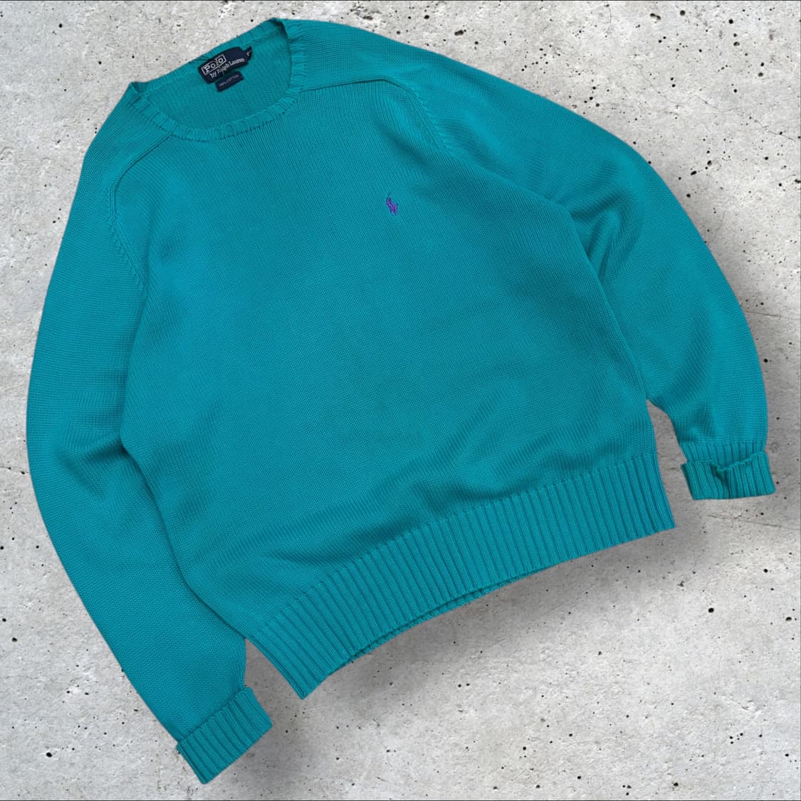 [95] 90s 폴로 랄프로렌 코튼 니트 스웨터 터키블루 C634 상품이미지1
