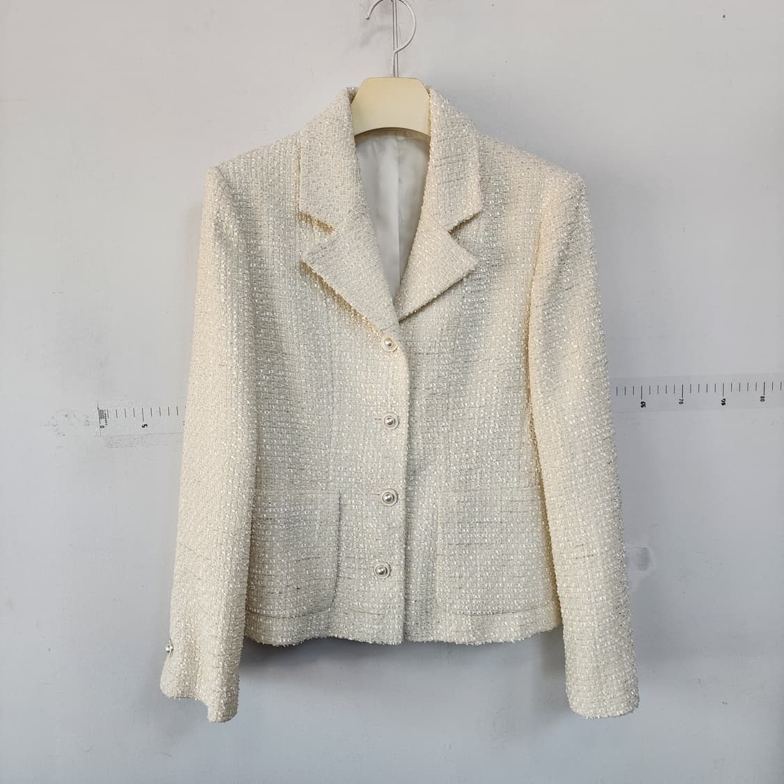 알마 디자인 아이보리 진주 트위드 자켓 상품이미지1
