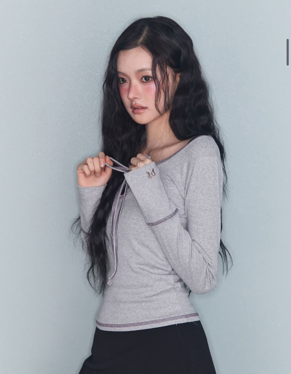 미레코 STITCH RIBBON T GREY 상품이미지2