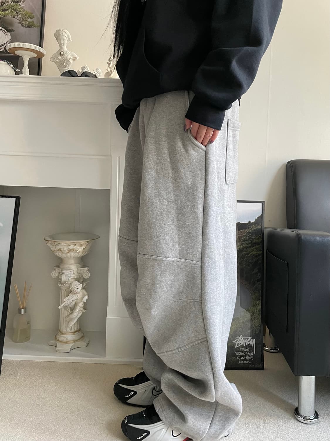 남여공용 핀턱 커브드 핀턱 파라슈트 팬츠  상품이미지5