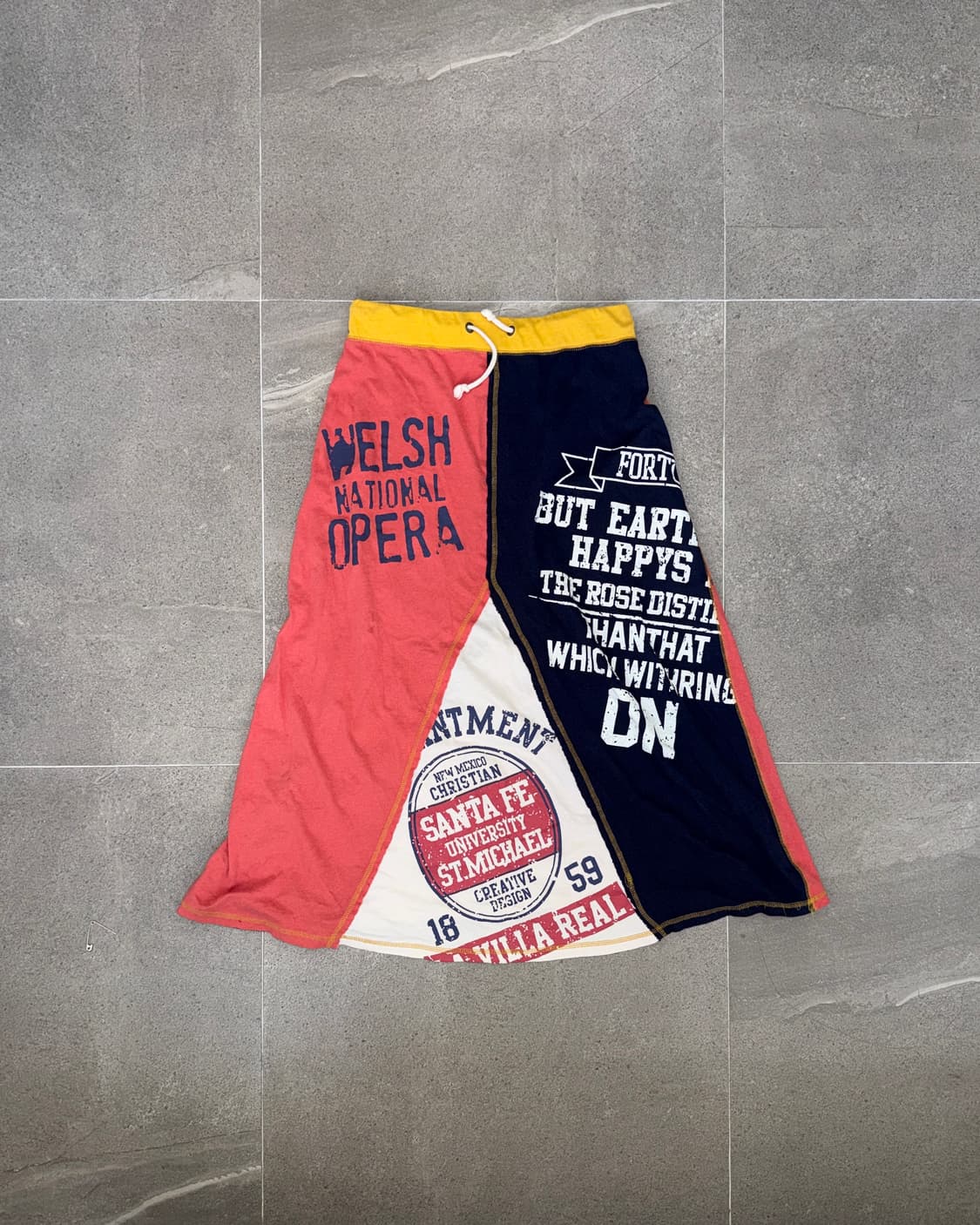 Coral navy lettering patchwork cotton sk 상품이미지1