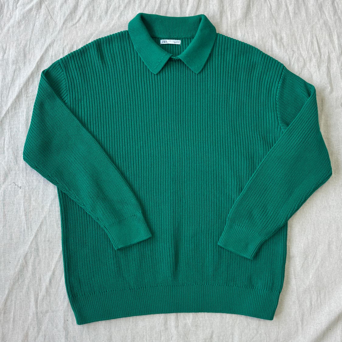 자라 그린 카라 와플 니트 L 상품이미지1