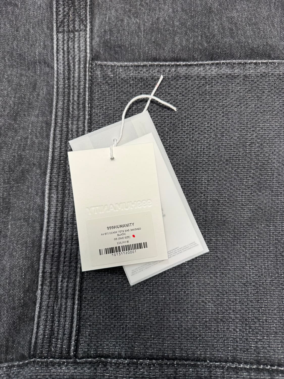 999휴머니티 AV BIG DENIM TOTE BAG BLACK 토트백 상품이미지5