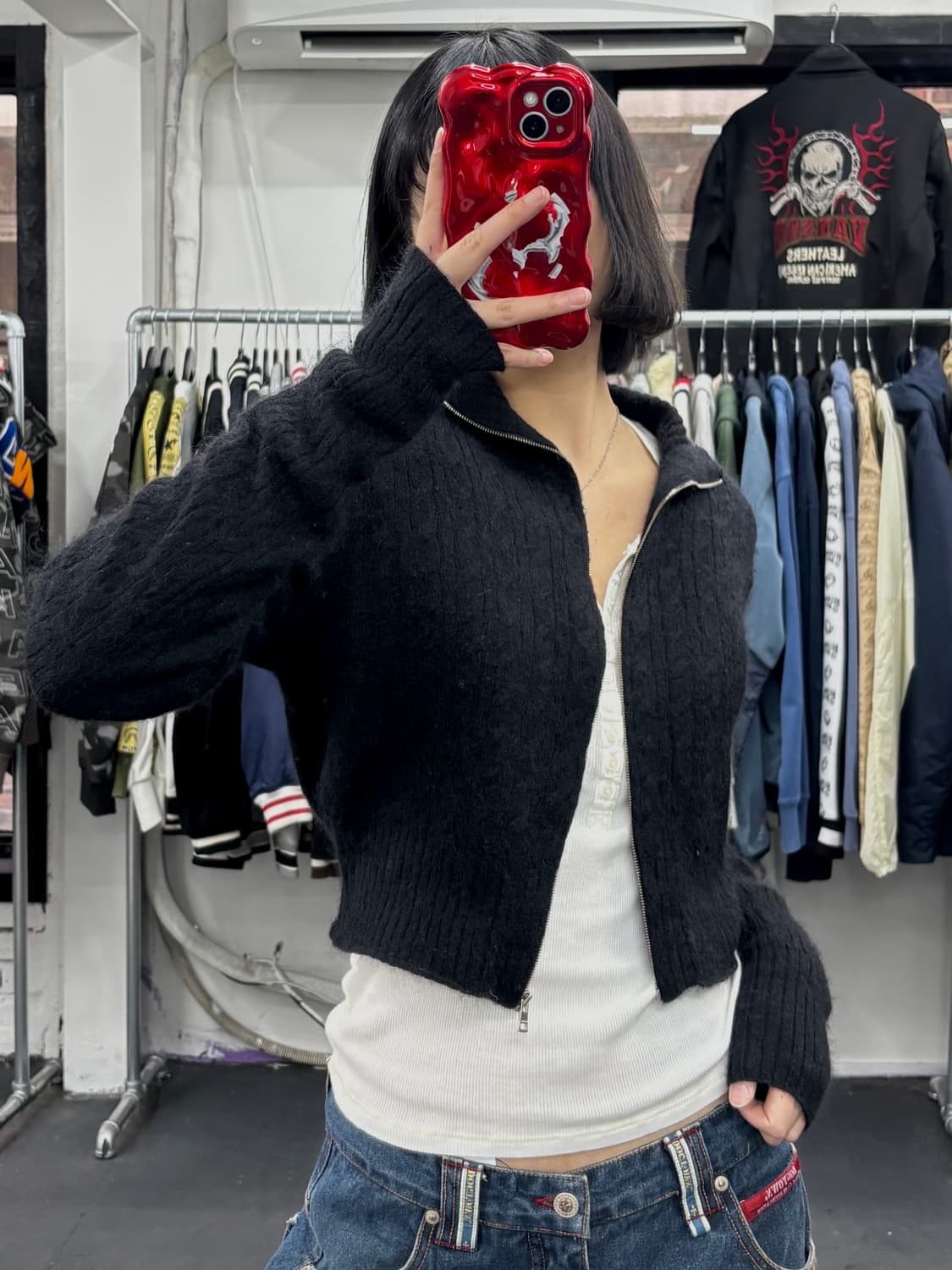 인사일런스 크롭 니트 집업 상품이미지2