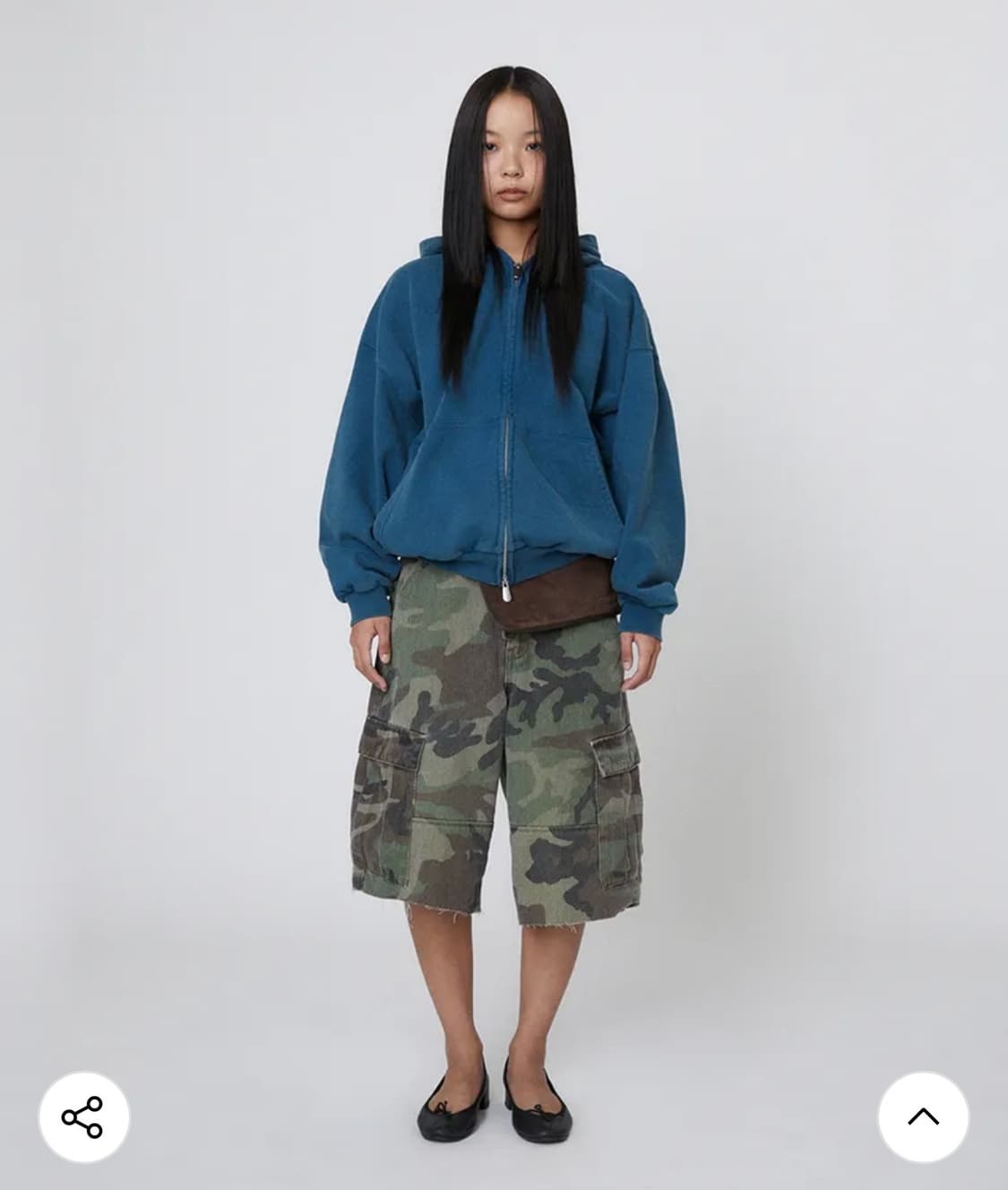 Suade 스웨이드 워시드 크롭 후드집업 딥그린 S 상품이미지2