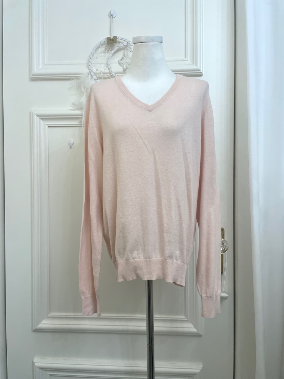 pink v-neck basic cashmere knit top 상품이미지1