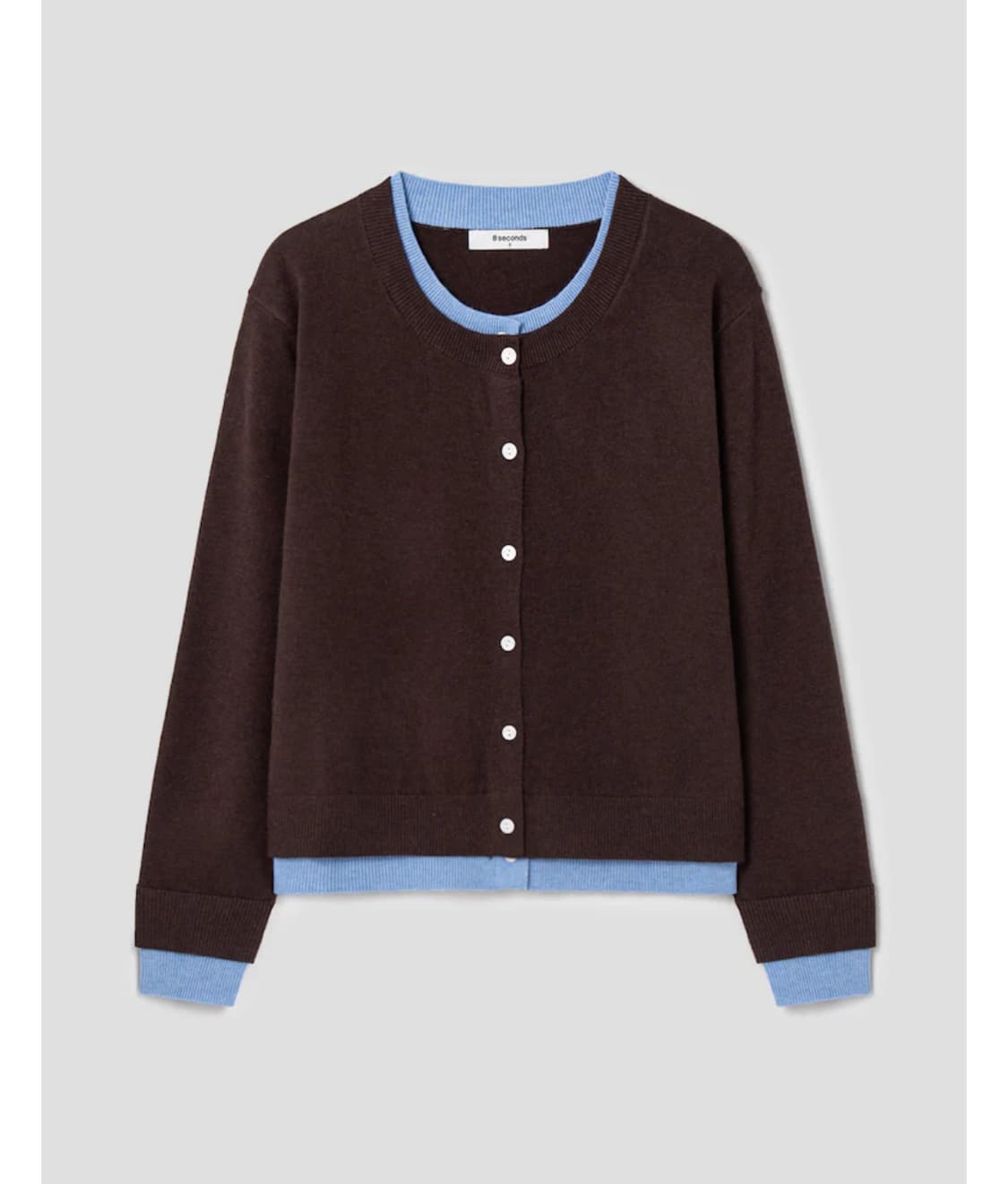 에잇세컨즈 브라운 배색 레이어드 가디건 S 상품이미지4