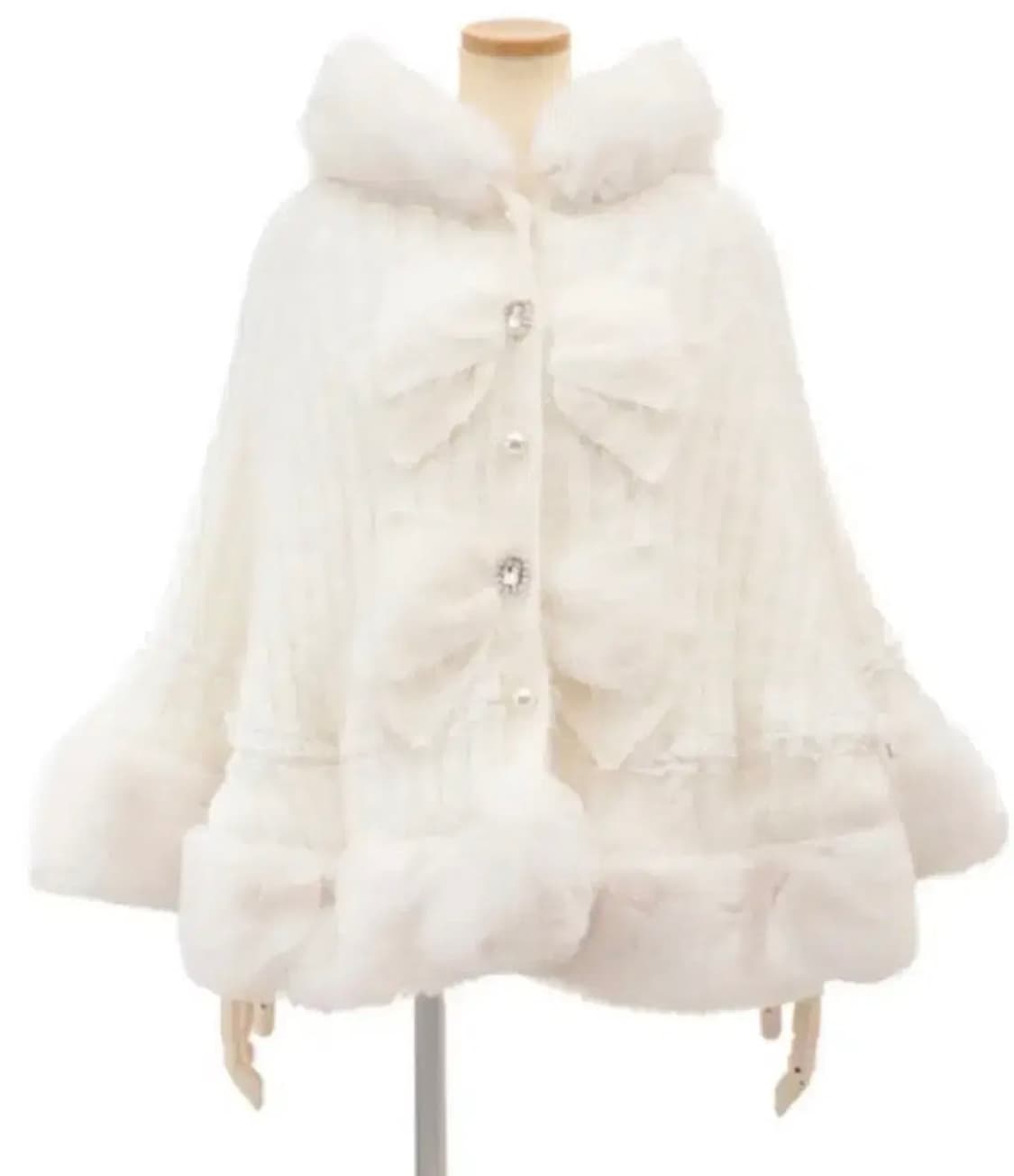 리즈리사 lizlisa 리본 판초 케이프 코트 화이트 상품이미지1