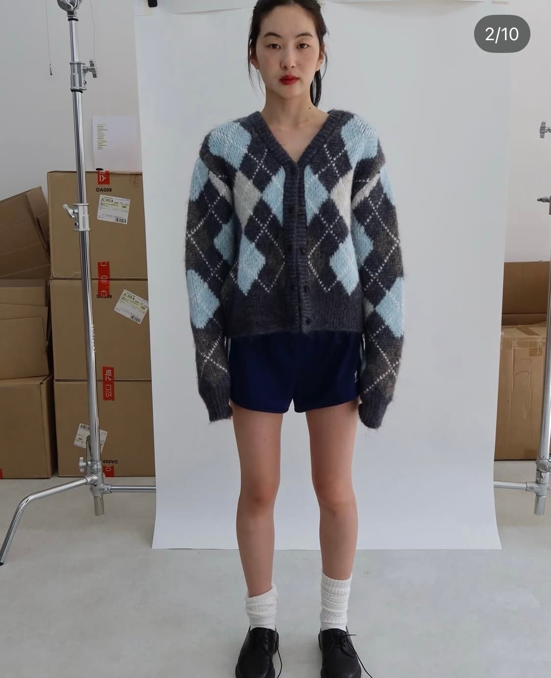 플리즈프로젝트 알파가 아가일 가디건 블루 상품이미지1