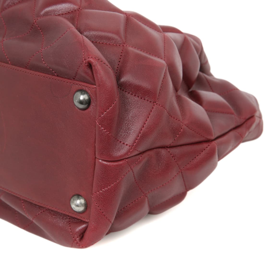 샤넬 버건디 큐브 퀼팅 숄더 슬로운 슬론 카프레더 토트 상품이미지9