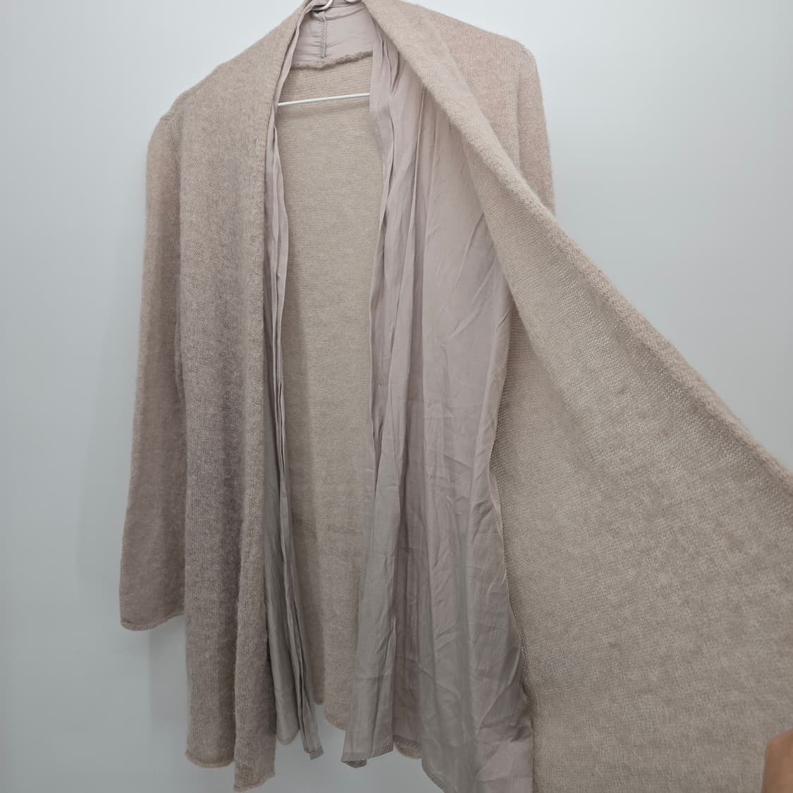 베이지 니트 롱 로브 가디건 상품이미지5