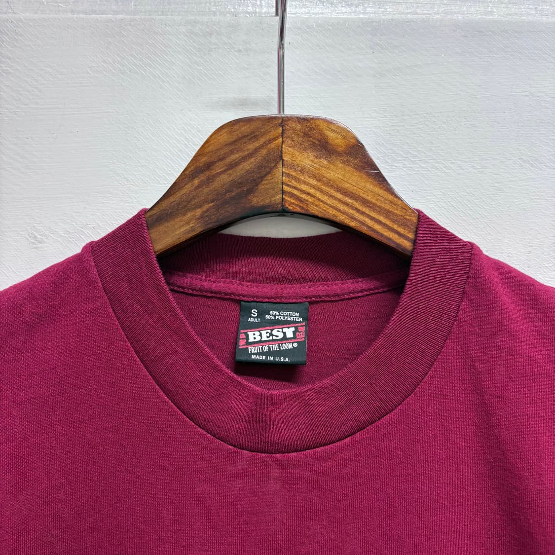 90's FRUIT OF THE LOOM USA 버건디 반팔티 S 상품이미지2