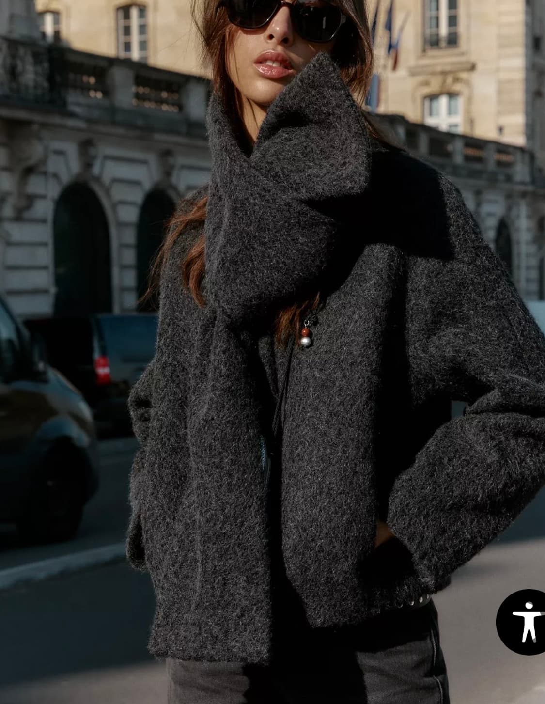 ZARA 자라 부클 스카프 쇼트 코트 상품이미지6