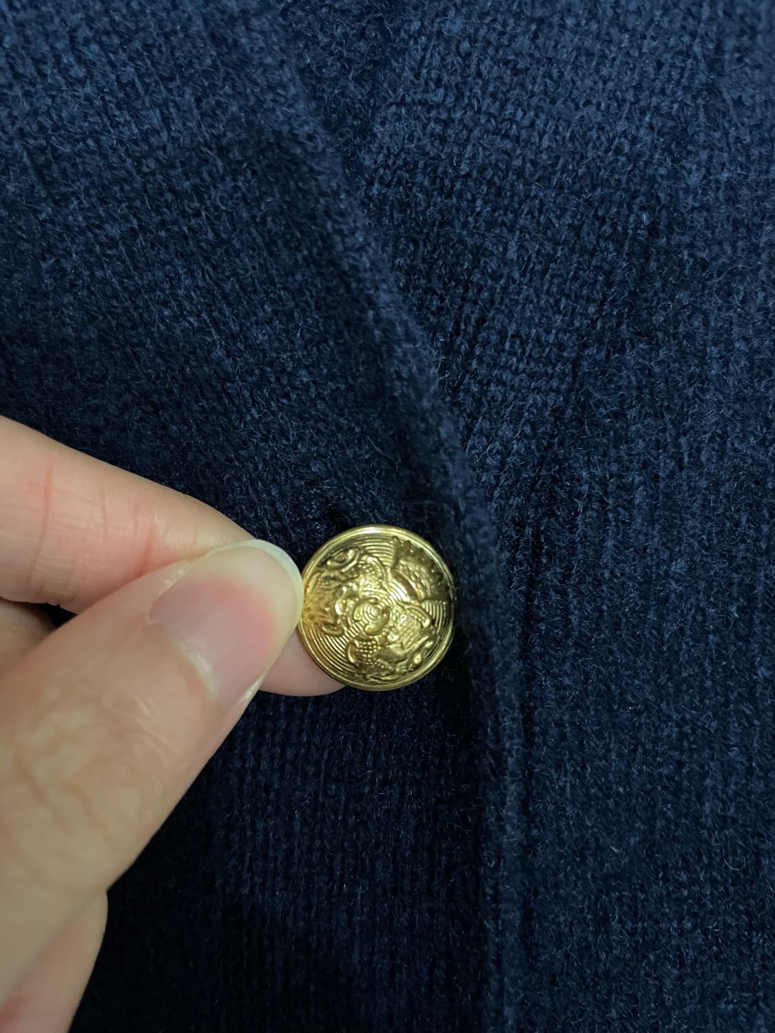 90s 폴로 금장 크레스트 와펜 울 가디건 네이비 상품이미지5