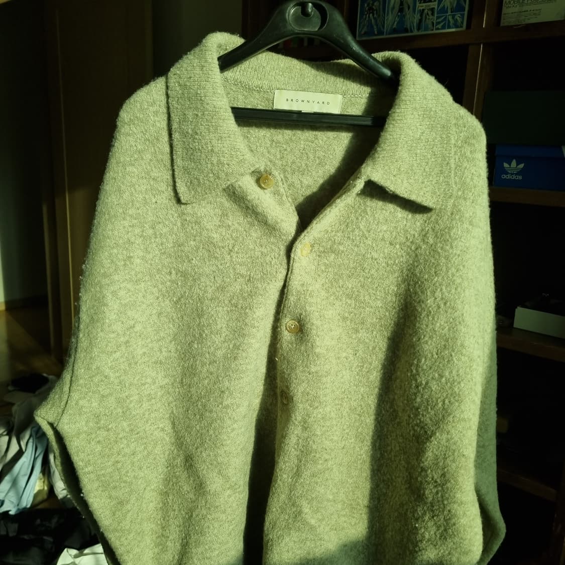 [1] 브라운야드 알파카 카라 가디건 올리브 상품이미지3