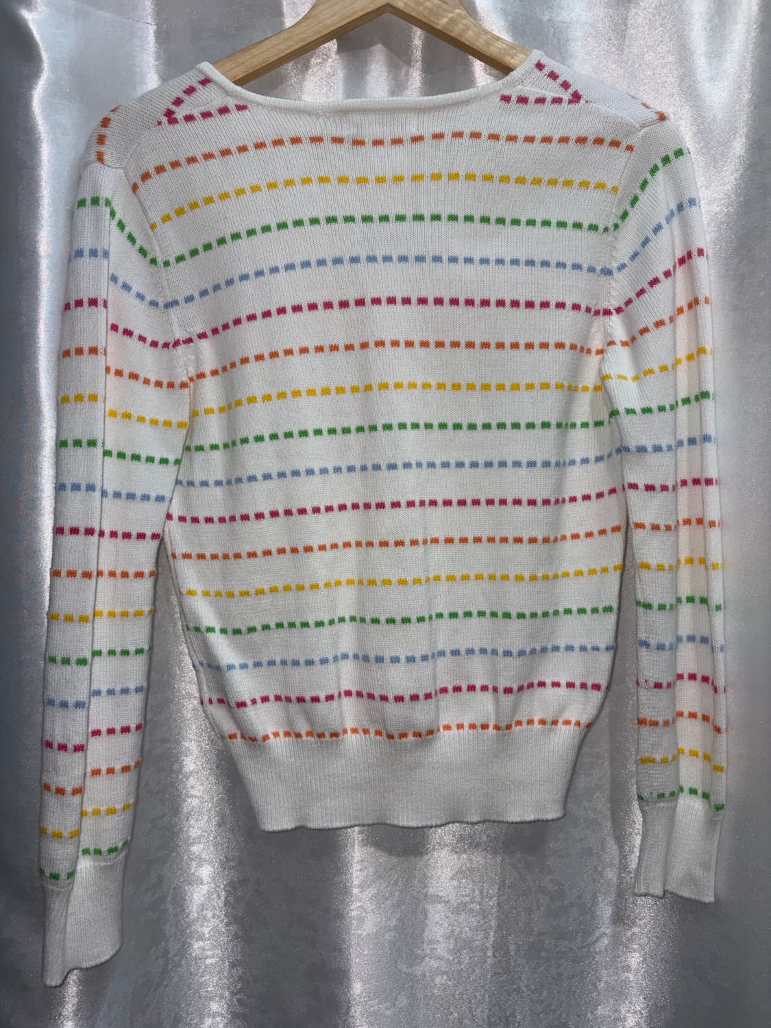 꾸레쥬 컬러 스트라이프 가디건 화이트 상품이미지4