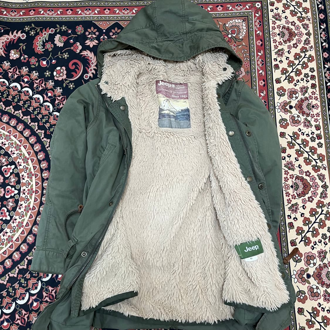 지프 와펜 포인트 퍼안감 후드 야상 점퍼 FREE 상품이미지1