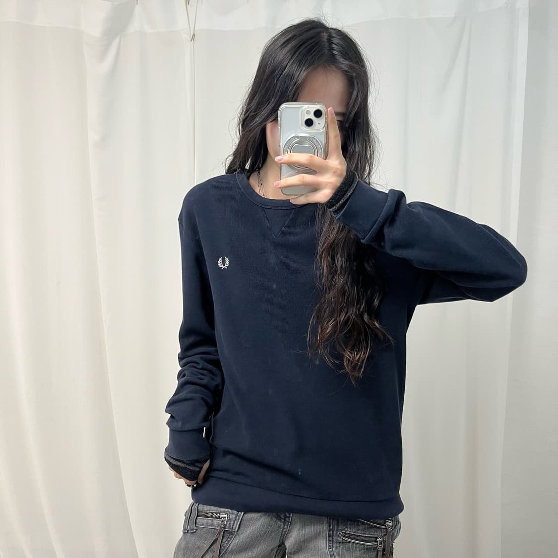 Fred Perry Navy Waffle Tee 상품이미지1