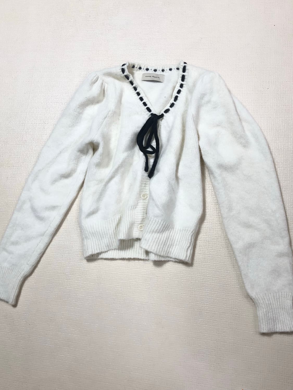 빈티지 화이트 리본 가디건 상품이미지9