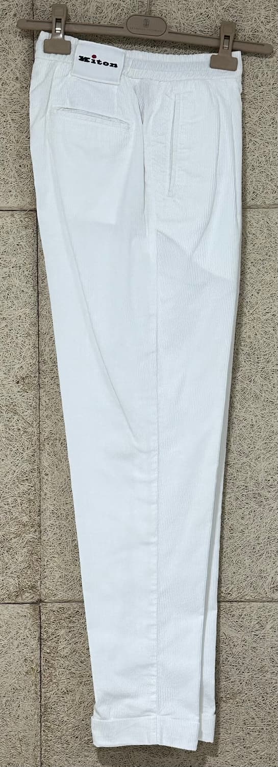 키톤 나폴리 새상품 코듀로이 드로스트링 화이트 팬츠 상품이미지2