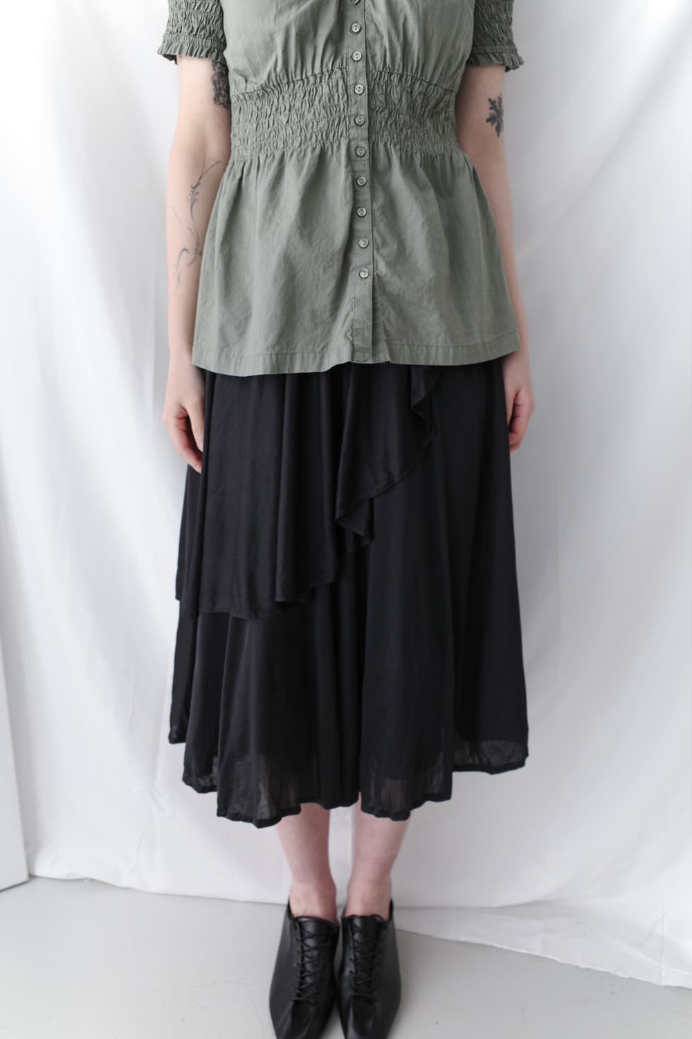 unbalanced shirring skirt 상품이미지7