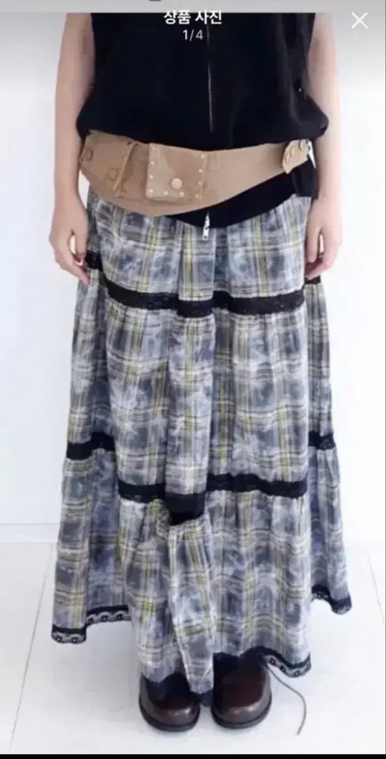 샵페어리 스커트 vintage tie dyed check skirt 상품이미지1