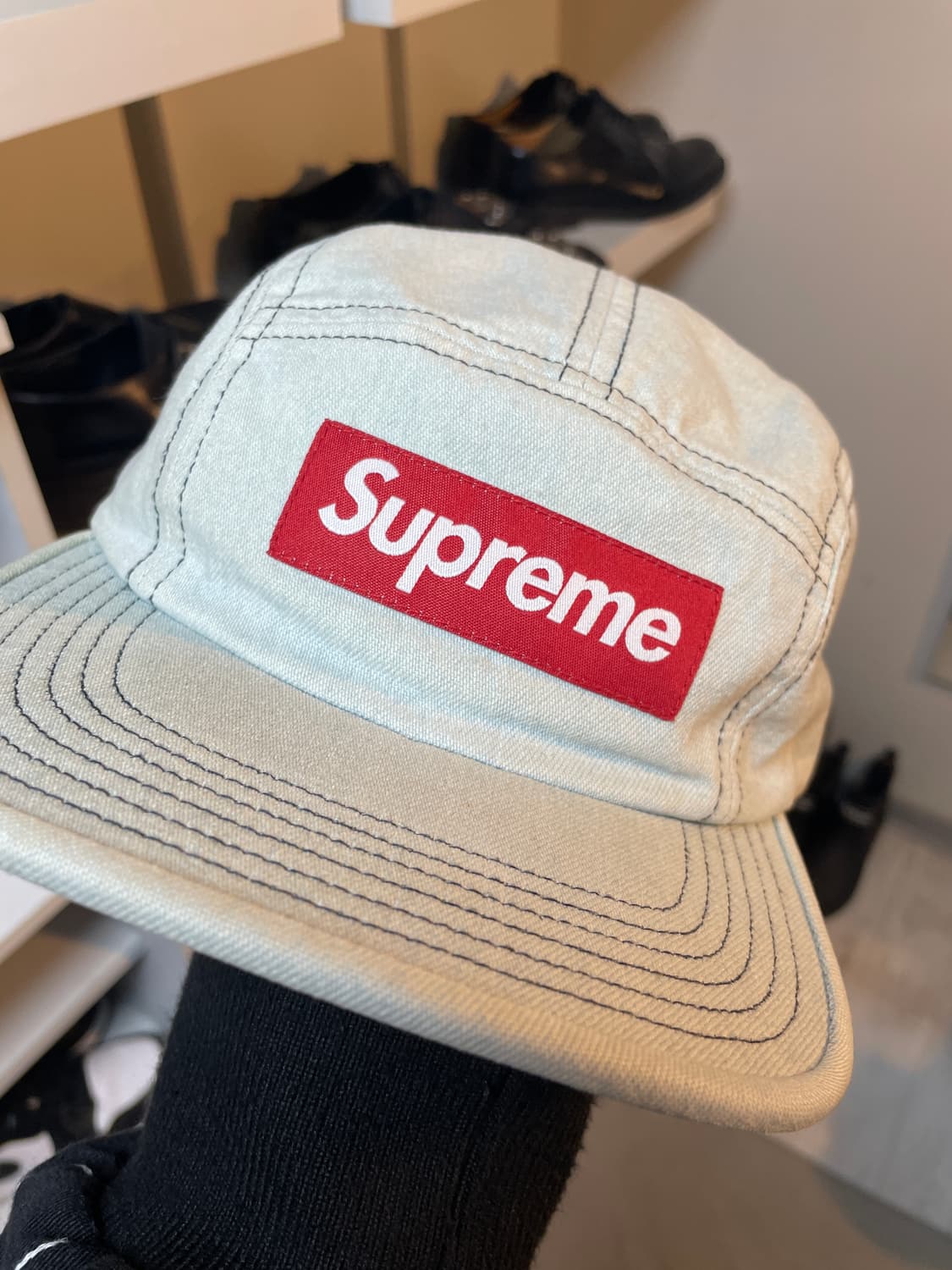 슈프림 데님 캠프캡 연청 착샷 ㅇ  상품이미지1