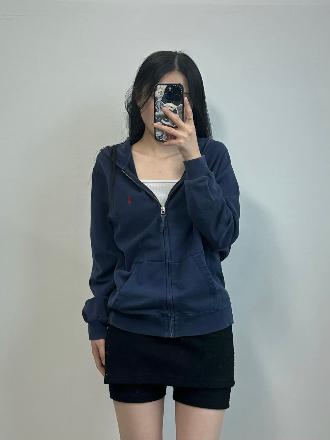 폴로 랄프로렌 자수로고 네이비 후드집업 상품이미지1