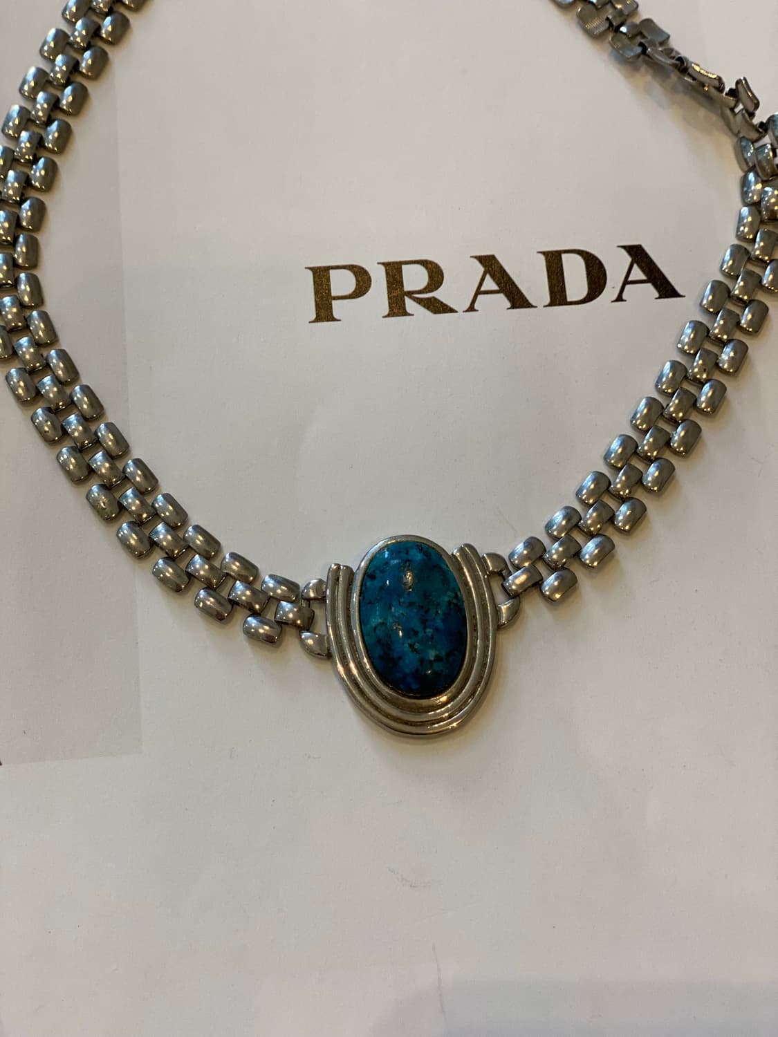 일본 빈티지 터키석 무드 은장 체인 목걸이 상품이미지9