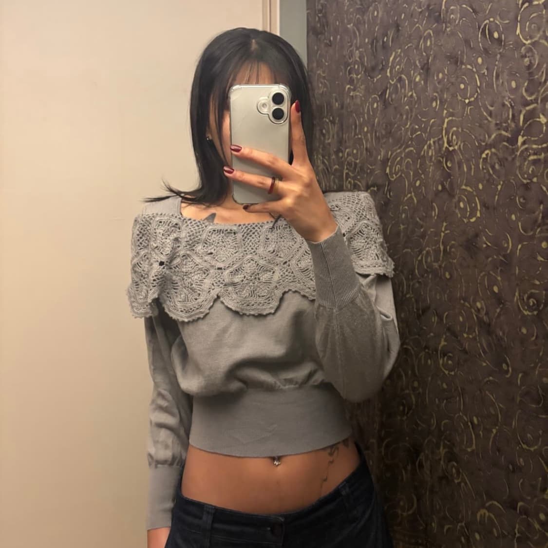 JPN Vintage 모리걸 하구미 레이스 니트 상품이미지1