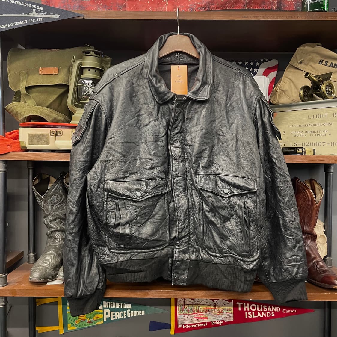 90s Echtes Leder 리얼 레더 플라이트 봄버 자켓 상품이미지1