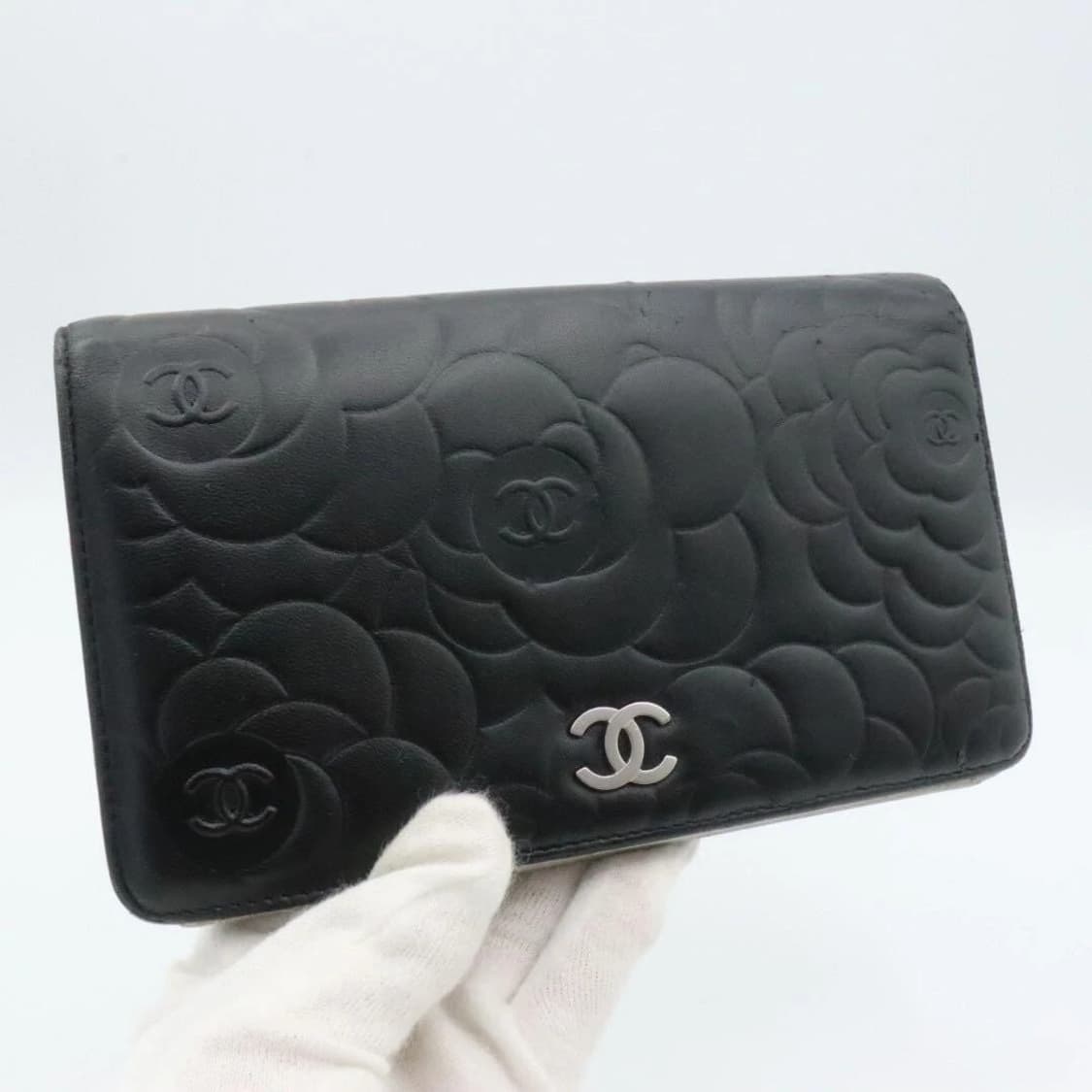 샤넬 CC 로고 램스킨 은장 장지갑 블랙 상품이미지1