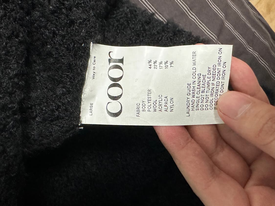 (L) 쿠어 알파카 울 부클레 후드 니트 (블랙) 상품이미지3