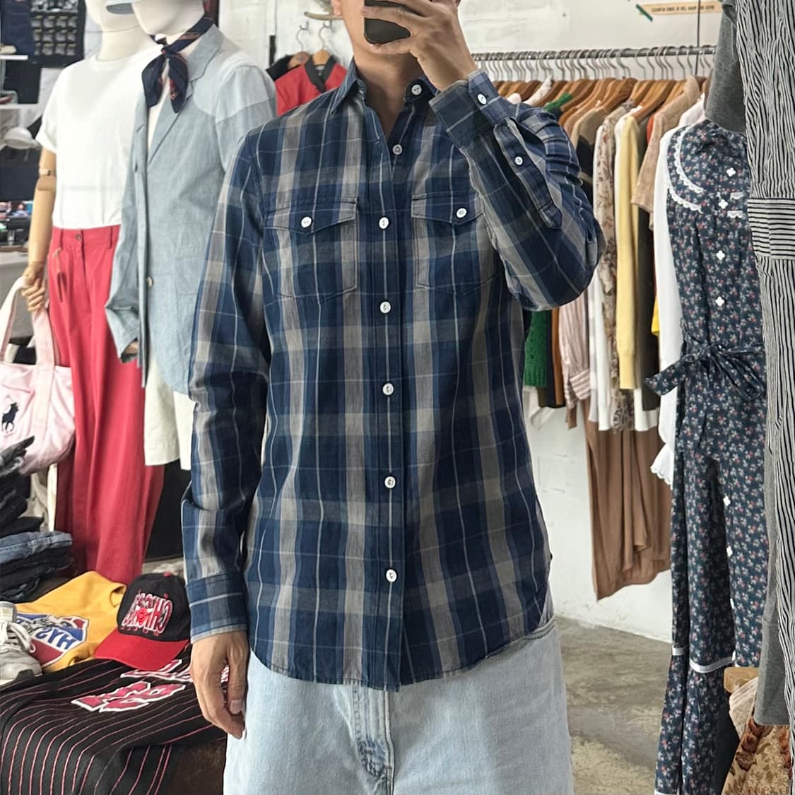(착용컷) ARMANI EXCHANGE 체크 셔츠 (남성용 95-98) 상품이미지3