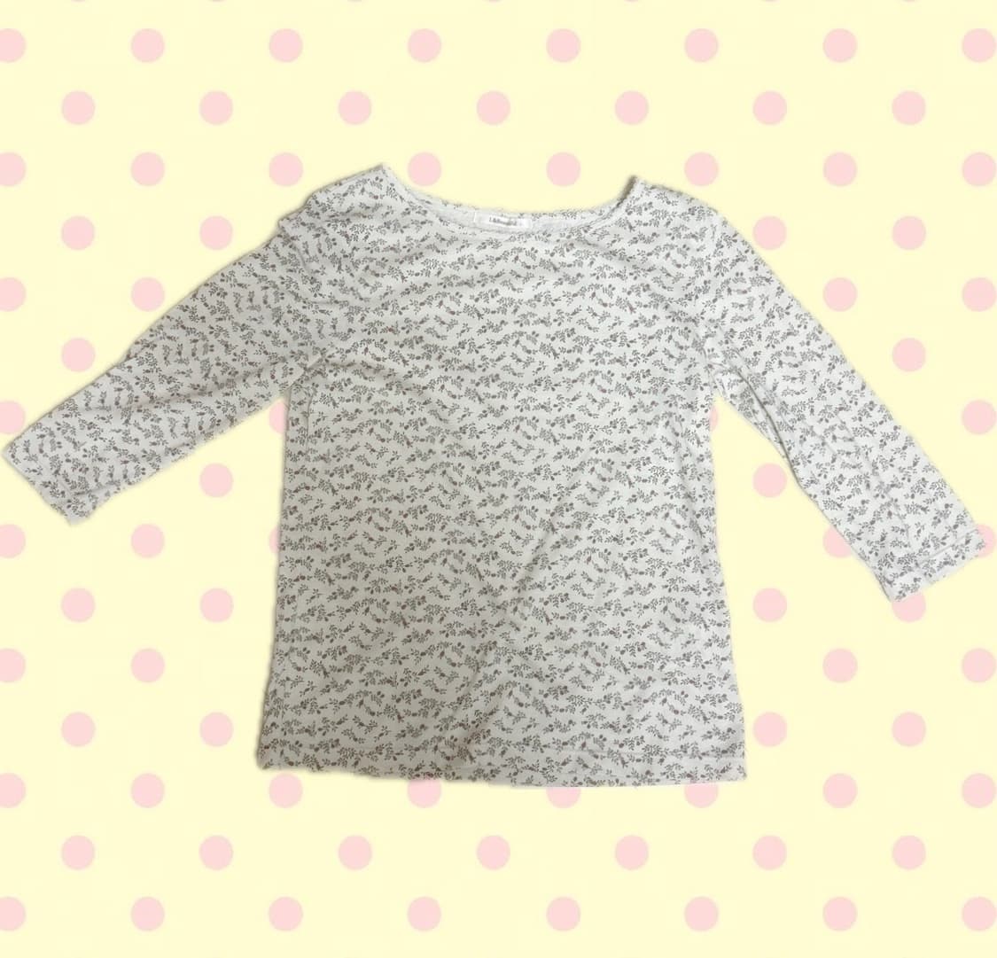 beige flower long sleeves 모리 베이지 잔꽃 롱슬리브 상품이미지1