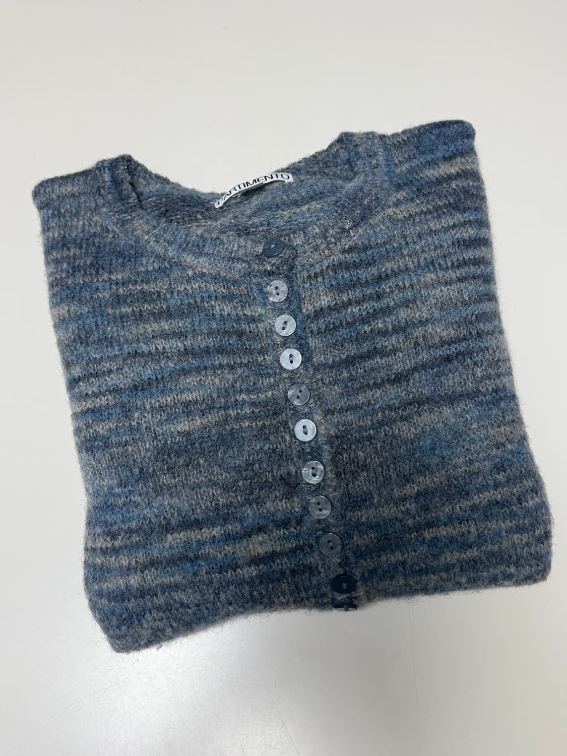 파르티멘토 우먼 와이드 립 버튼 니트 가디건 믹스 네이비 M 상품이미지4