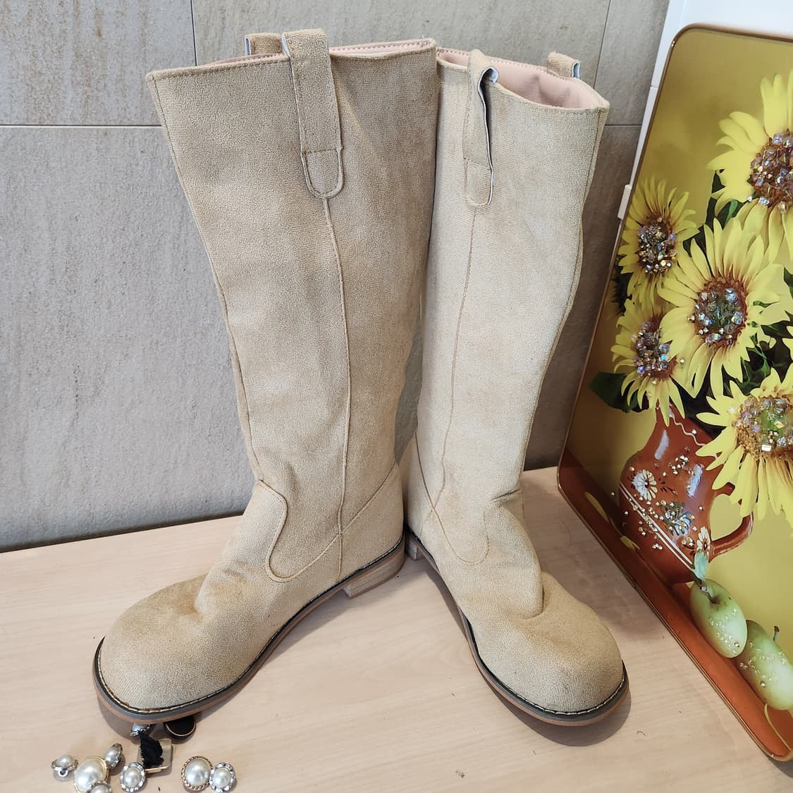 스웨이드 베이지 롱부츠 38 / 웨스턴 감성 / 240~245 상품이미지5